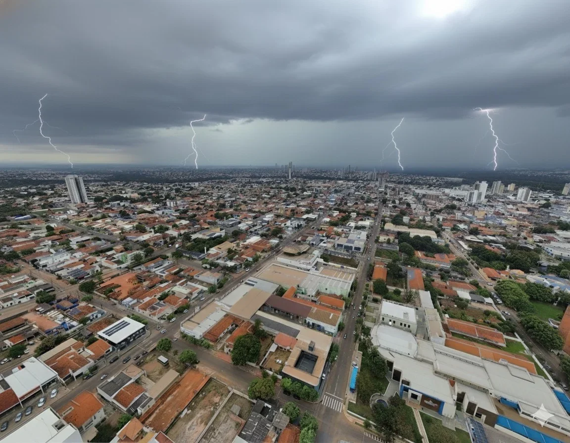 Rondonópolis sob alerta para tempestades com raios nesta segunda-feira